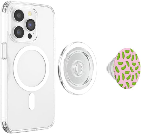 Green Pickle For Pickle Lover In Pink Pop Grip Funny And Cute Pickle Pattern Green Pickle In Pink For Girls PopSockets