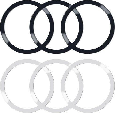 6 Pcs Universal Metal Rings Sticker for MagSafe Wireless Charger, Ultra-Thin Car Charger Accessories (Black, Silver)