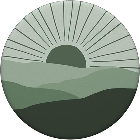 Minimal Sage Green Mountain Sun Sunset Boho Chic PopSockets Standard PopGrip