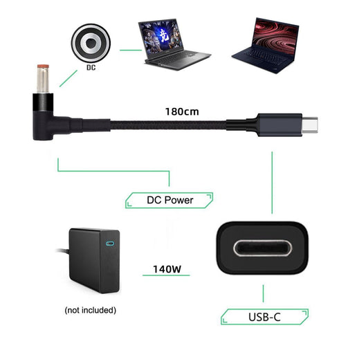 chenyang USB C to DC 5.5x2.5mm 20V Power Cable for 65W, 100W, 135W, 140W PD Charge for Laptop