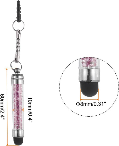MECCANIXITY 5pcs Stylus Pen for Touch Screens Mini Crystal Diamond Capacitive Pens for Universal All Touchscreen Devices, Purple