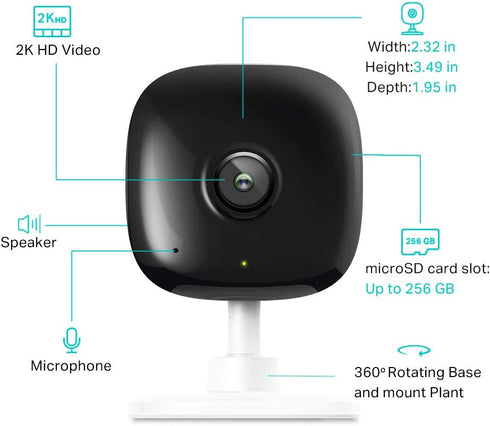 Kasa Smart 2K+ 2-Way KC400 Kasa Indoor Wired Security Camera - Works as a Baby Monitor & Pet Camera, Person/Motion/Baby