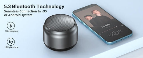 Generic Portable Mini Bluetooth Speaker with TWS Wireless Pairing, FM Radio, Bass Sound, USB-C Charging, Outdoor Use