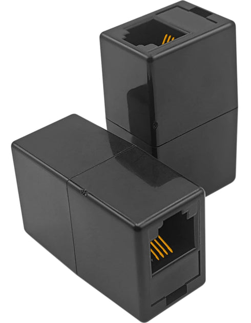 2Pack RJ11 Coupler Phone Line Connector Telephone Cord Adapter RJ11 6P4C Female to Female (Black)