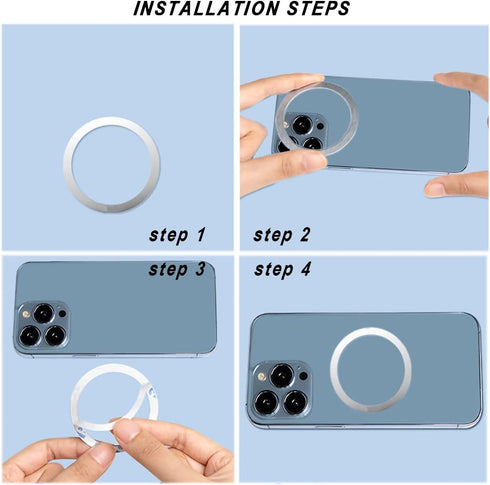 12 Pieces Magnetic Wireless Charger Metal Rings, 6 Colors, Ultra Thin Compatible with MagSafe Wireless Charger