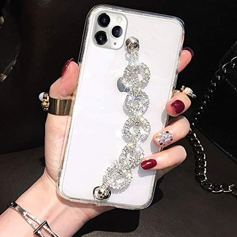 Bonitec Clear Bracelet Case Compatible with iPhone 12 Pro Max, 3D Glitter Sparkle Bling Strap, Luxury Protective Cover