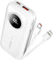 Ayeway Small Power Bank - 10,000mAh USB C Fast Charge Battery Pack with Built-in Cable, Lightweight External Backup