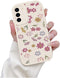 Samsung Galaxy A14 5G Case with Cute Flowers Pattern, Soft PU Leather Protective Case for Women, Pink