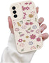 Samsung Galaxy A14 5G Case with Cute Flowers Pattern, Soft PU Leather Protective Case for Women, Pink