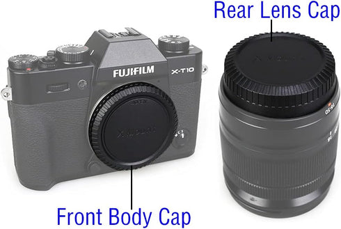 Rear Lens Cap + Fuji X Body Cap Cover for Fujifilm X-T5 X-T4 X-T3 X-E4 X-T2 X-T1 X-S10 X-T30 II X-T20 X-T10 X-T200
