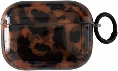 aaknhen Leopard Cheetah Print Case for AirPods Pro 3rd Generation(2025) with Keychain Tortoiseshell