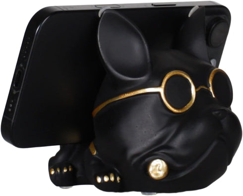 Vilead French Bulldog Phone Stand, Resin Cute Dog Desk Holder with Gold Glasses,