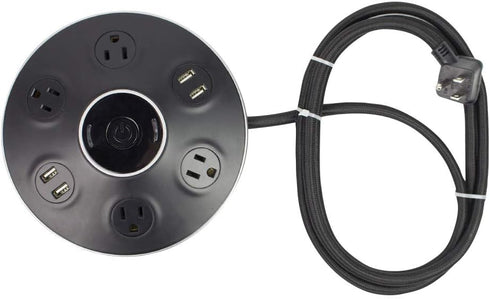 GLOBE Designer Series 4-Outlet USB Surge Protector Desktop Power Strip Hub, 4x USB Ports, Black