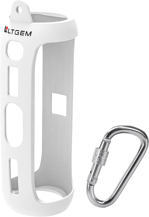 LTGEM Silicone Carrying Travel Case for JBL FLIP 5 Waterproof Portable Speaker with Extra Carabiner - White