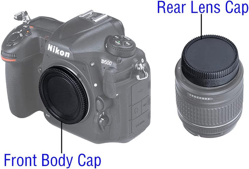 Nikkor Rear Lens Cap + Camera Body Cover for Nikon D7500, D7000, D850, D810, D800, D750, D3500, D3400, D3300, D3200,