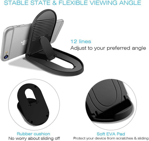 Cell Phone Stand for Desk, 6 Pack Black Portable Foldable Desktop Holder, Adjustable Universal Multi-Angle Cradle