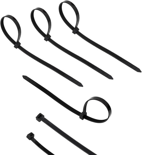 200 Pack Bulk KOOWIN Medium Nylon Plastic Cable Zip Ties, 8 inch Wire Wraps in Black