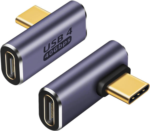 USB C Right Angle Adapter 100W PD, 40Gbps USB4 Type C Adapter, 90 Degree for iPad, MacBook, Tablet, Phone