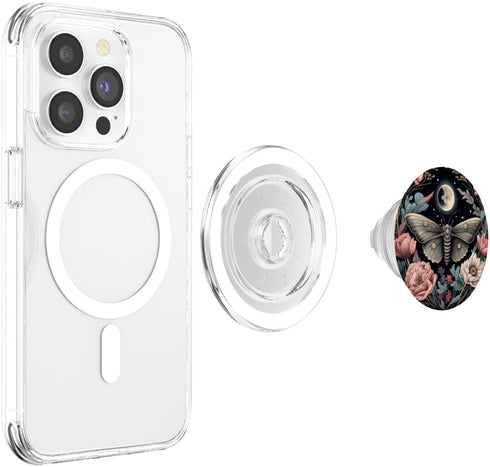 Moth Moon Flowers Astrology PopSockets PopGrip for MagSafe