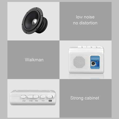 Portable Cassette Player Tape Recorder with Built-in Speaker, Microphone, Headphone Jack