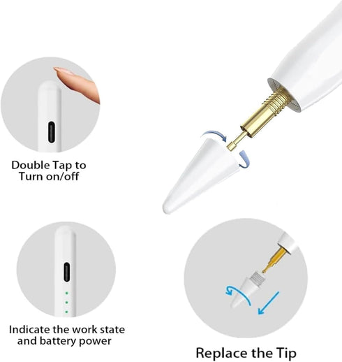 Stylus Pen for iPad 2018-2024, 20mins Fast Charge Pencil 2nd Generation, Tilt Sensitivity for iPad 6/7/8/9/10