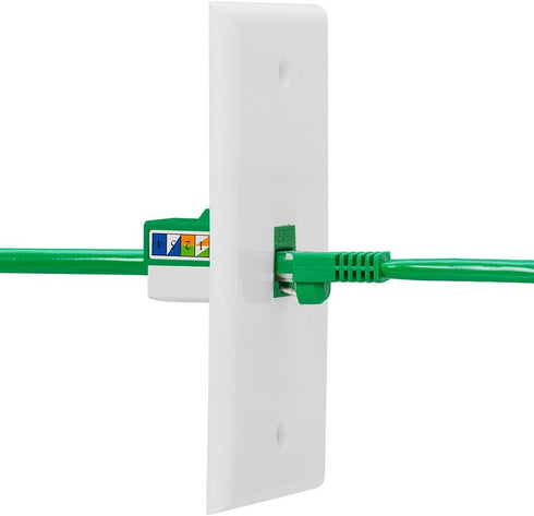 Cmple RJ45 Keystone Jack 90 Degree Cat5e Insert, Punch Down RJ45 Connectors for Wall Plates, Green