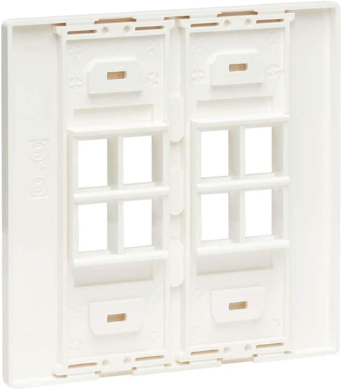 Tripp Lite 8-Port Universal Keystone Double-Gang Wall Plate - 2-Gang Faceplate, Adaptable, White
