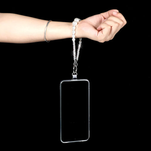 Yuanan 2 Pack Phone Wrist Strap, Pearl Beaded Phone Charm, Hands-Free Wristlet Bracelet, Detachable with Tether Tab