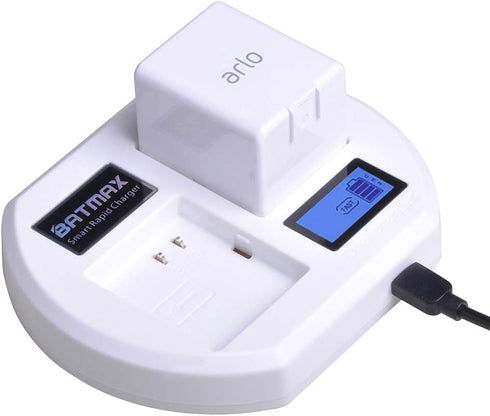 Batmax Rapid LCD USB Dual Battery Charging Station for Arlo Pro, Pro 2 & Arlo Go Security Camera Batteries