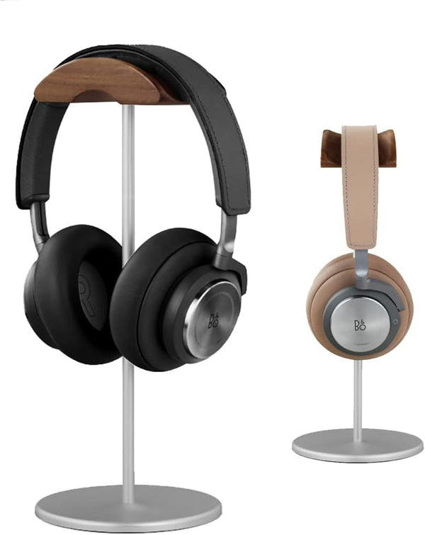 Micool Headphone Stand, Aluminium and Wood Gaming Headset Holder for All Size Headphones with Heavy Base