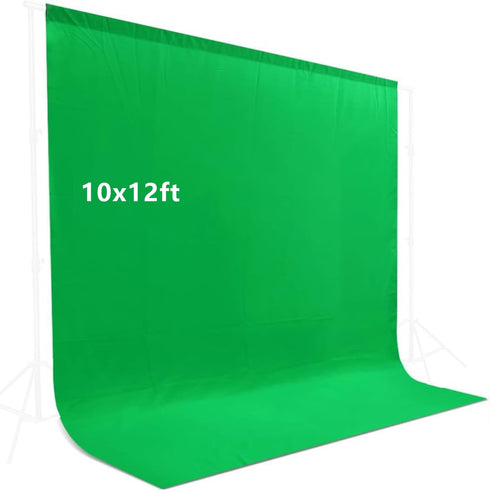 LCUIRC 10X12ft Green Screen Backdrop for Photography, Chromakey Polyester Collapsible Greenscreen Background for