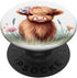 Cute Floral Baby Highland Cow Sweet Scottish Cow Watercolor PopSockets Standard PopGrip