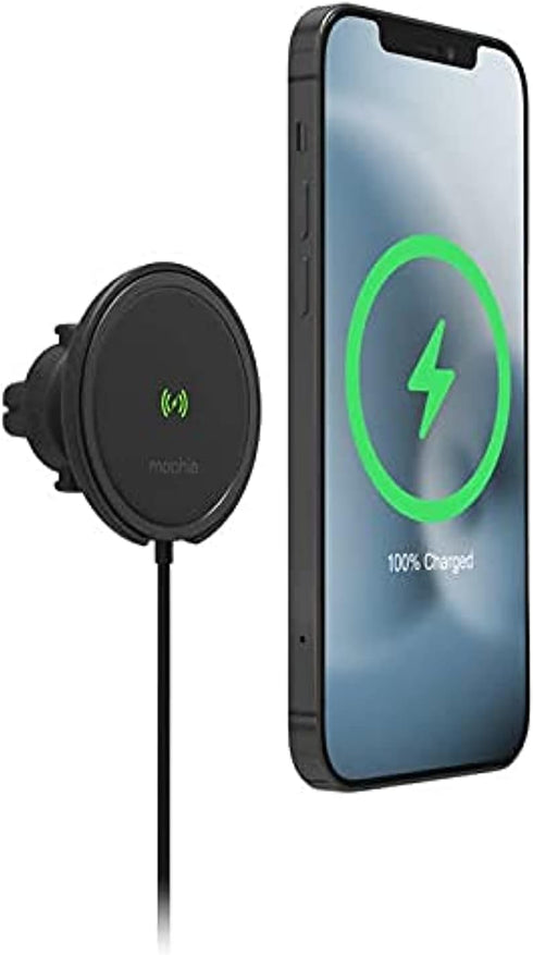 mophie Snap+ Wireless Vent Mount Universal Charger, 15W Charging for iPhone 12 Models & Qi-Enabled Devices