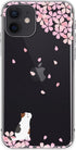 Blingy's Compatible iPhone 12 Case (6.1 inch), Cute Cat Design with Cherry Blossom Pattern, Transparent Soft TPU