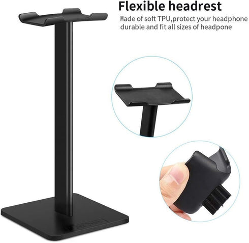 Link Dream Headset Holder - Gaming Headphone Stand with Aluminum Bar, Flexible Headrest, Anti-Slip, Black