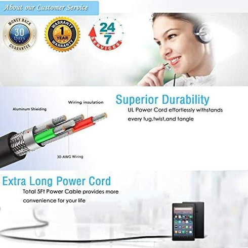 Charger for Dragon Touch A1X Plus, V10, M10X, i8 pro, M7 8, E70 71 97, DT24 24 pro, DT40, KidzPad Y88X 10 Kids, Notepad