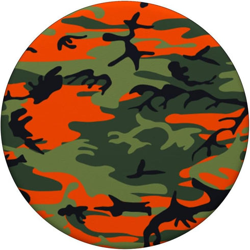 Pop Military Camouflage Pattern, Green Black Orange Camo, PopSockets Standard PopGrip