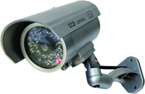 Dummy Security Camera Bullet Fake Indoor Outdoor CCTV Surveillance System with Realistic LEDs and Warning Stickers