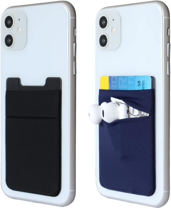 2Pack Adhesive Phone Pocket, Cell Phone Stick On Card Wallet Sleeve for Credit Cards/ID Card Holder with Sticker for