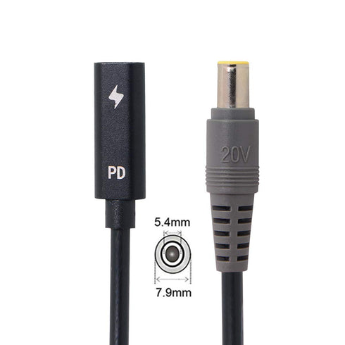 JSER Xiwai Type C USB-C Female to DC Power PD Charge Cable for Laptop, 18-20V (7.9x5.4mm for HP)