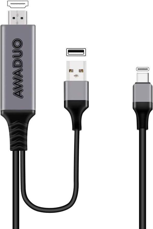 USB C to HDMI Adapter with Charging Cable, 4K 30Hz Compatible with MacBook 2018, iPad Pro, 6.6FT (Black)
