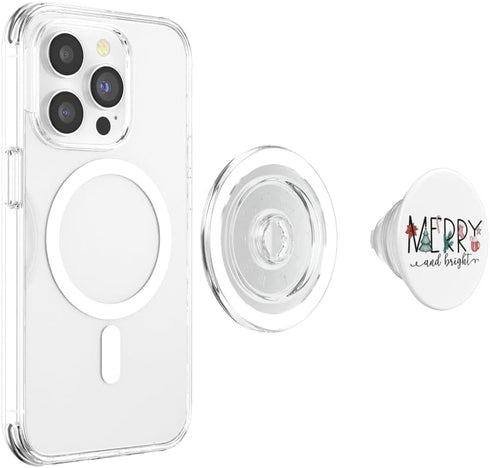 Merry and Bright Merry Christmas Graphic Holiday PopSockets PopGrip for MagSafe