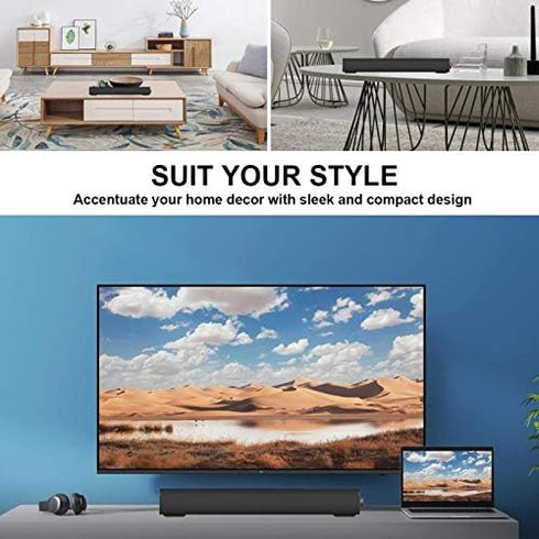 Portable Soundbar for TV/PC, Wired & Wireless Bluetooth 5.0 Speaker with Remote Control, Mini Home Theater