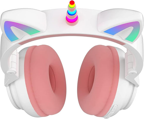 Unicorn Kids Headphones for Girls, Foldable Bluetooth Headphones for Toddlers, Light Up Wireless Headphones for