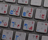 HEBREW ARABIC KEYBOARD STICKER, BLUE and RED LETTERING, Transparent Background for APPLE