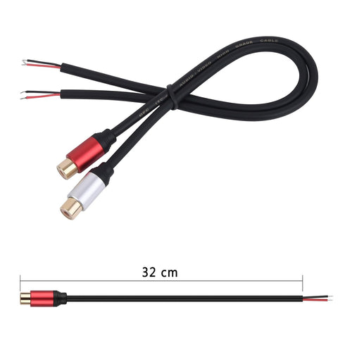 2 Packs RCA Audio Speaker Wire Adapter, Female Plug Jack Connector to Bare Wire Pigtail for Amplifier
