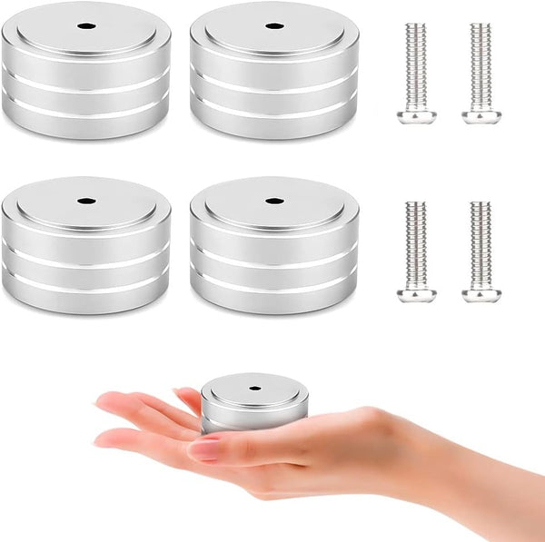 Audiocrast 4X Silver Aluminum HiFi Speaker Isolation Feet Pad, 40x20mm Non-Slip Vibration Dampener for Subwoofer