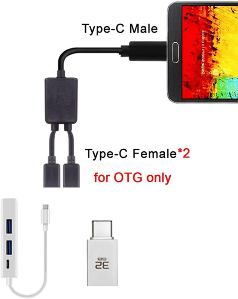 chenyang USB C OTG Cable, USB Type C 1 Male to 2 Female Dual Ports Hub Cable for Laptop, PC, Mouse