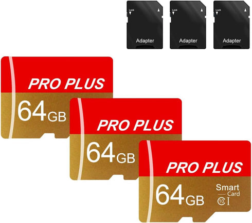 Bliksem 3 Pack TF Card 64GB with Adapter, High Speed Memory Card, UHS-I