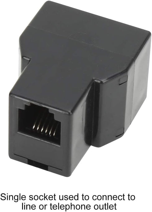 Uvital RJ12 6P6C 3 Female Telephone Line Splitters, Phone Jack Splitter, Telephone Landline Cable Connector (Black, 30